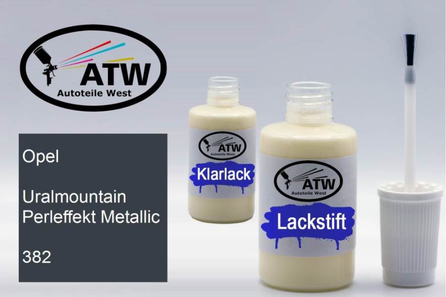 Opel, Uralmountain Perleffekt Metallic, 382: 20ml Lackstift + 20ml Klarlack - Set, von ATW Autoteile West.